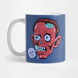 Zombie Head Pun Retro Illustration - I Chews You Mug